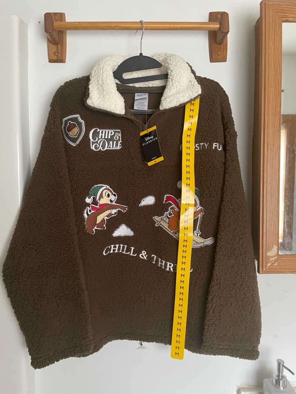 Disney Brown Sherpa Jacket with Cream Collar Size M NWT Chocolate Brown